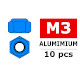 Aluminium zelfborgende zeskantmoer M3 Blauw (10St)